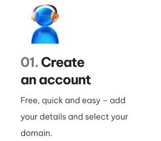 Free, quick, and easy – add your details and select your domain.